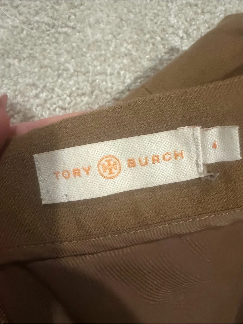 Tory Burch Camel A-Line Mini Skirt